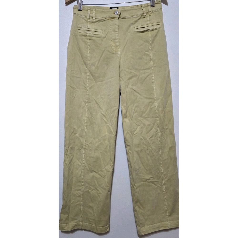 Anthropologie Maeve Pants Women 27 Pale Yellow Wide Leg Jean Baggy Grunge Boho